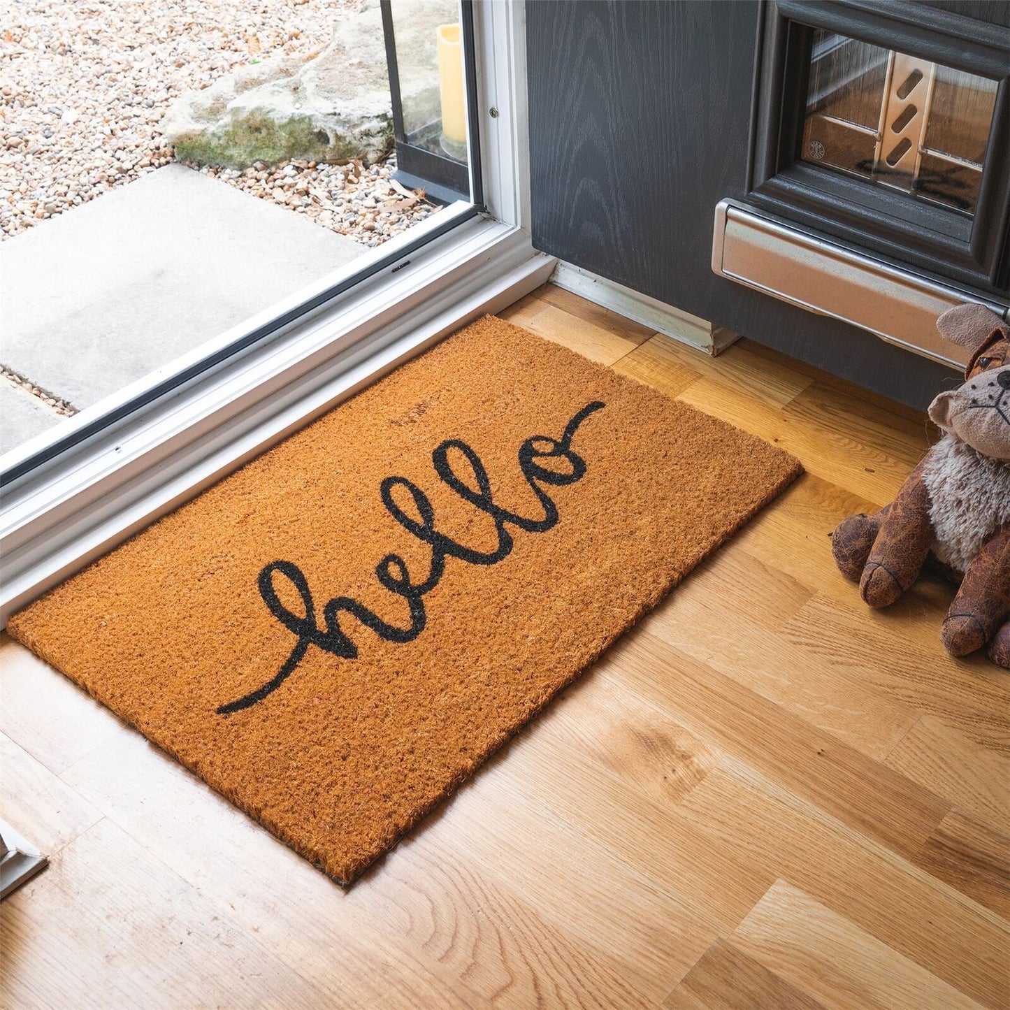 Fixtures Hello 33.5x60cm PVC Backed Coir Door Mat