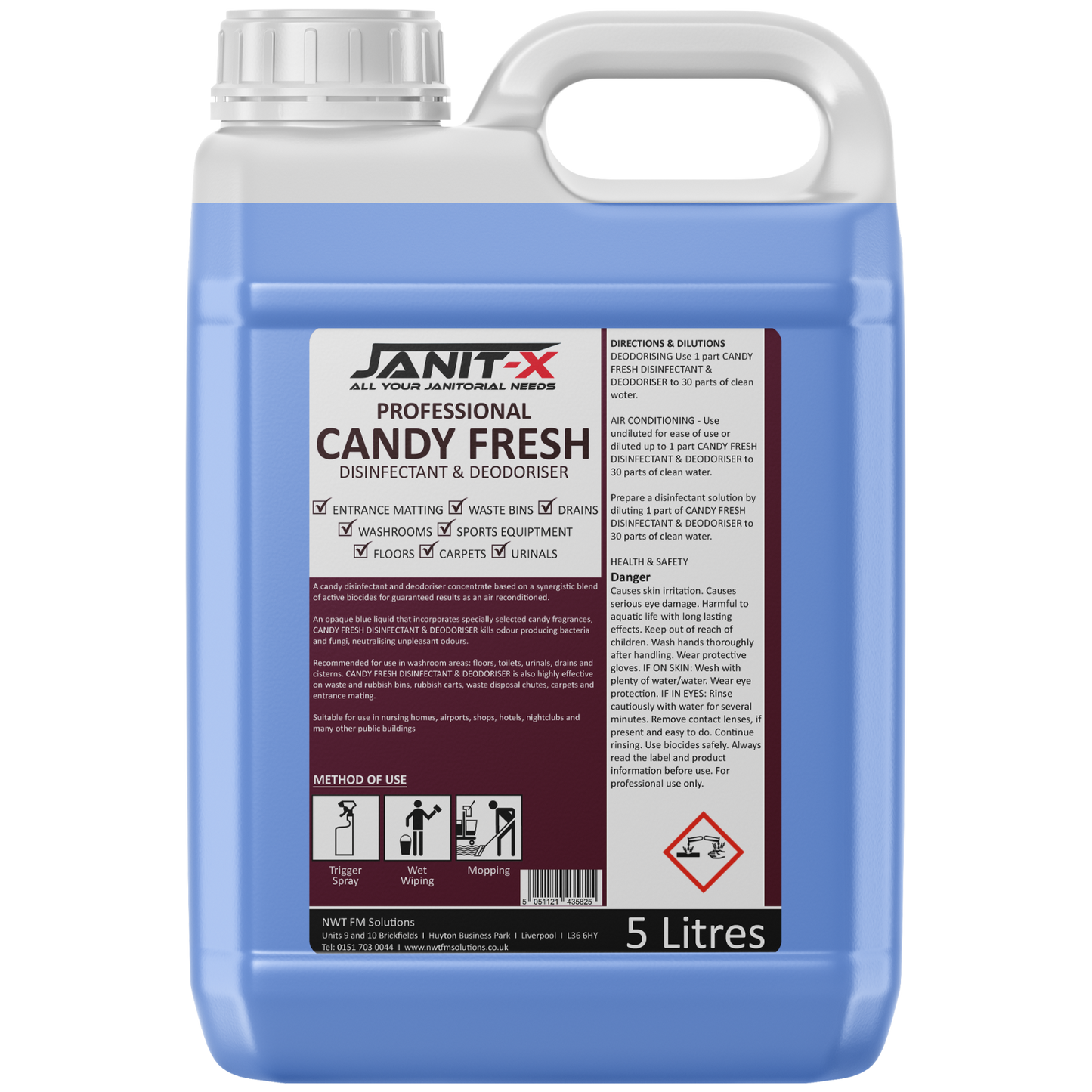Janit-X Professional Candy Fresh Disinfectant & Deodoriser 5L Concentrate upto 30:1