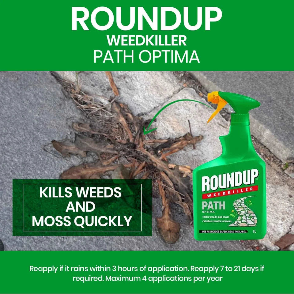 Roundup Optima Path Weed Killer | Fast Acting | Kills to the Root | 1 Litre Spray