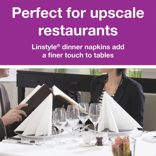 Tork LinStyle Dinner Napkins 4 Fold White (Pack of 50) 478711