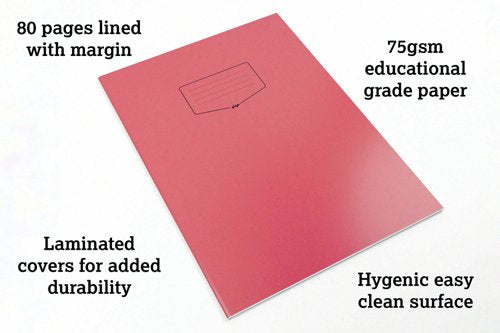Silvine Tough Shell Exercise Book A4+ Red (Pack of 25) EX153