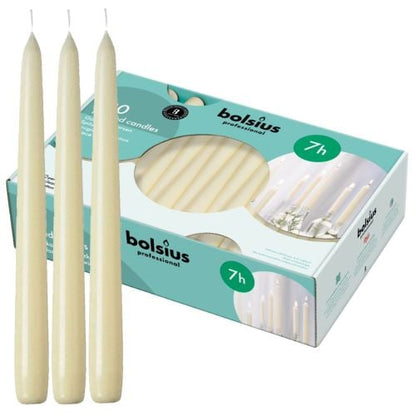 Bolsius Tapered Candles 10 Inch Ivory 7 Hour Burn 100's