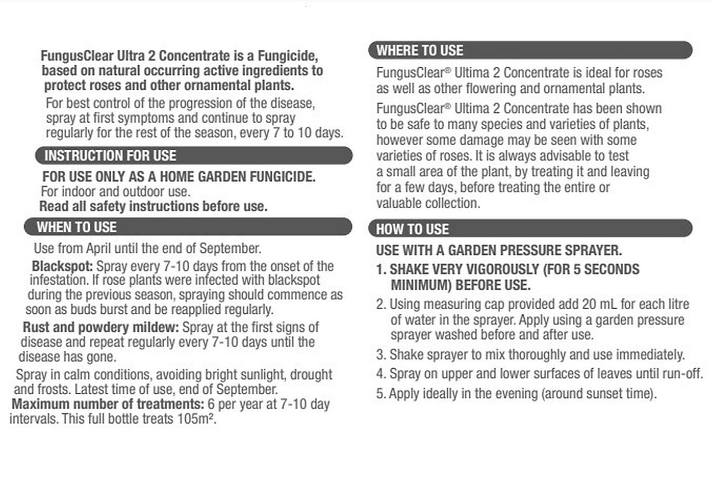 Fungusclear Ultimate '2' Concentrate, 210Ml - Protection From Black Spot, Powdery Mildew & Rust