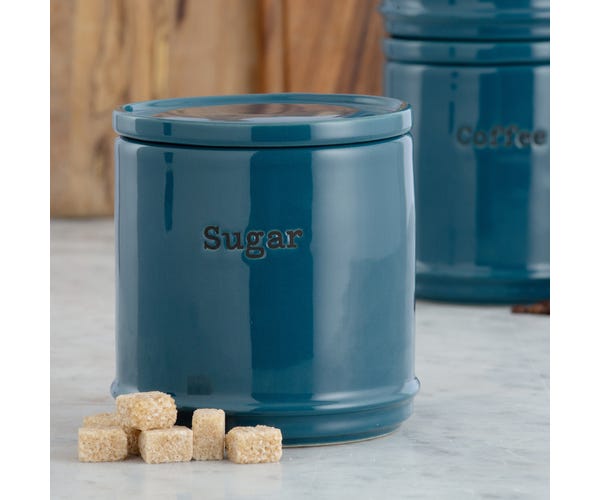 Accents Teal Tea/Coffee/Sugar Canisters 3 Set - NWT FM SOLUTIONS