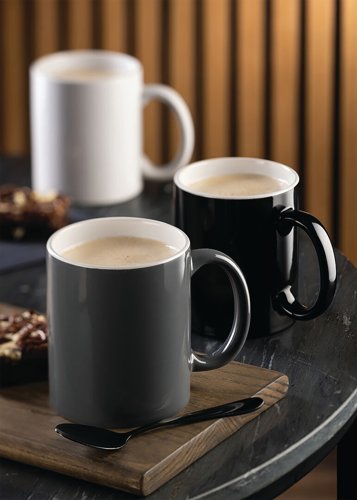 Utopia Pure White Straight Sided Mug 12oz Black (Pack of 12) E90038-00-B01012