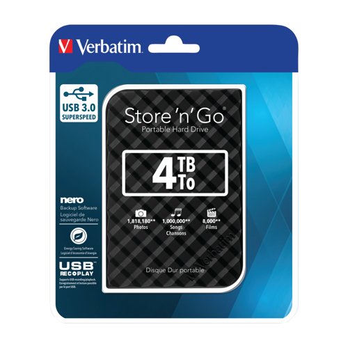 Verbatim Store N Go Gen 2 Portable Hdd 4Tb Black 53223