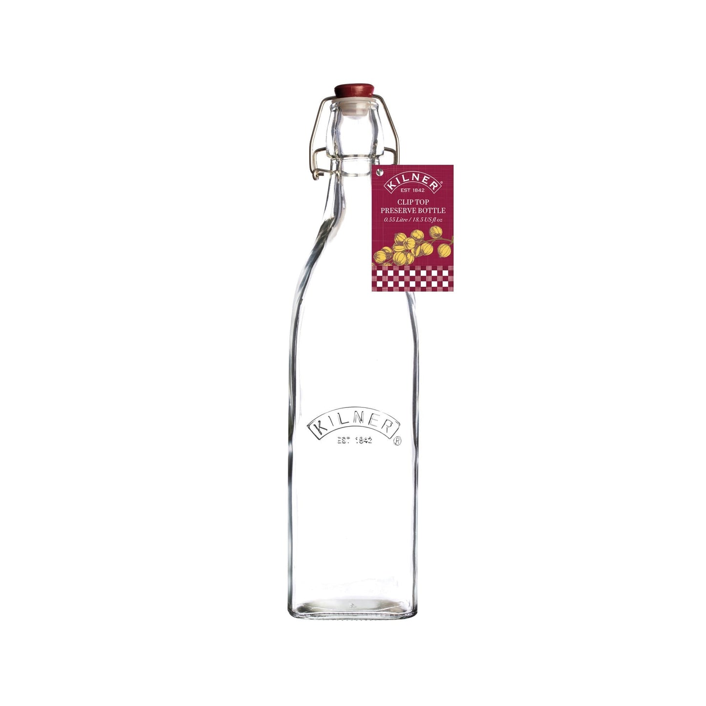 Kilner Branded Vintage Style SQUARE AIRTIGHT CLIP TOP Preserve Glass Bottle 550ml
