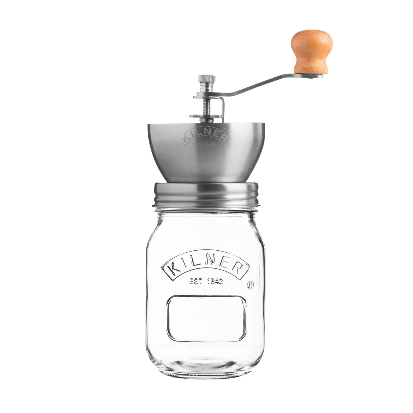 Kilner Branded Coffee Grinder Set with Glass Screw Top Storage Jar 500ml