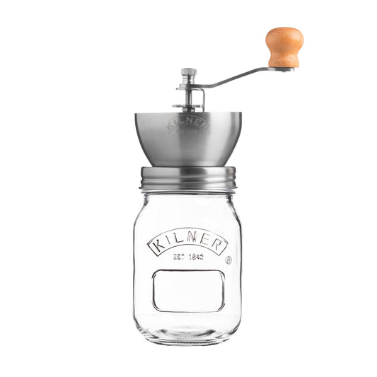 Kilner Branded Coffee Grinder Set with Glass Screw Top Storage Jar 500ml