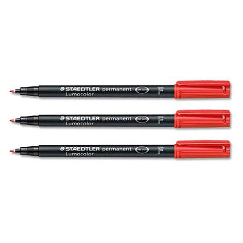 Staedtler Lumocolor Red Permanent Pen 0.6mm Line Pack 10's - NWT FM SOLUTIONS - YOUR CATERING WHOLESALER