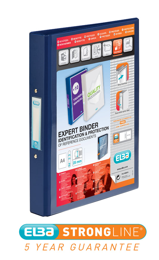Elba Vision Ring Binder A4 30mm Spine 25mm Capacity 2 O-Ring Blue 100080886 - NWT FM SOLUTIONS - YOUR CATERING WHOLESALER