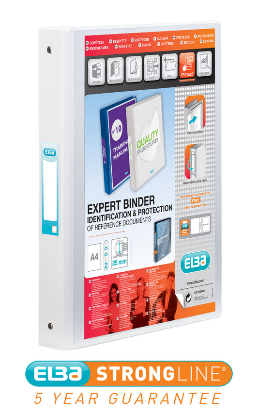 Elba Vision Ring Binder A4 30mm Spine 25mm Capacity 2 O-Ring White 100080889 - NWT FM SOLUTIONS - YOUR CATERING WHOLESALER