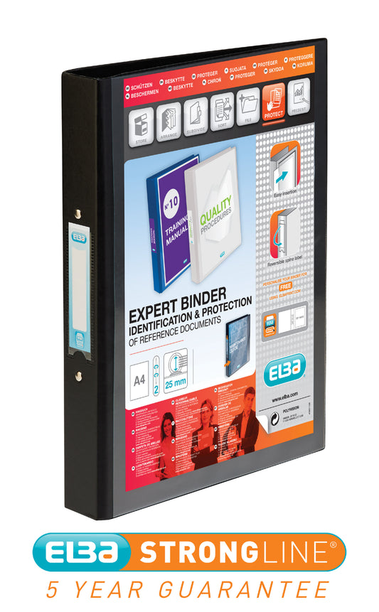 Elba Vision Ring Binder A4 30mm Spine 25mm Capacity 2 O-Ring Black 100080891 - NWT FM SOLUTIONS - YOUR CATERING WHOLESALER