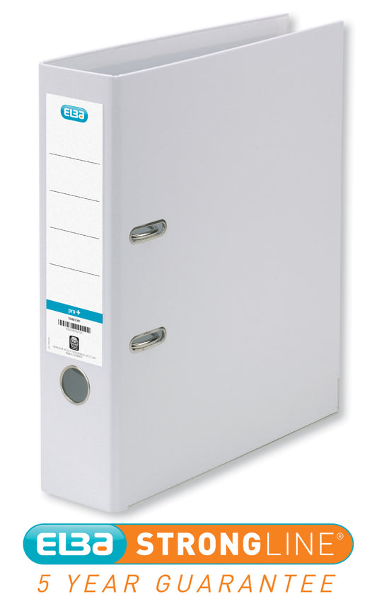 Elba Smart Pro+ Lever Arch File A4 80mm Spine Polypropylene White 100202160 - NWT FM SOLUTIONS - YOUR CATERING WHOLESALER