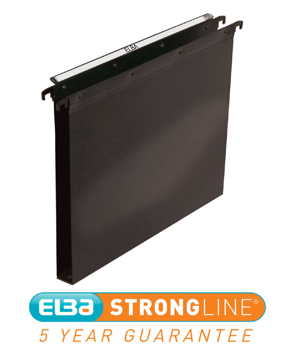 Elba Polypro Ultimate Foolscap Suspension File Polypropylene 30mm Base Black (Pack 25)100330372 - NWT FM SOLUTIONS - YOUR CATERING WHOLESALER