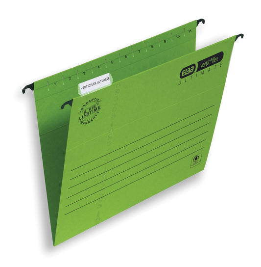 Elba Verticflex Ultimate Foolscap Suspension File Manilla 15mm V Base Green (Pack 25) 100331170 - NWT FM SOLUTIONS - YOUR CATERING WHOLESALER