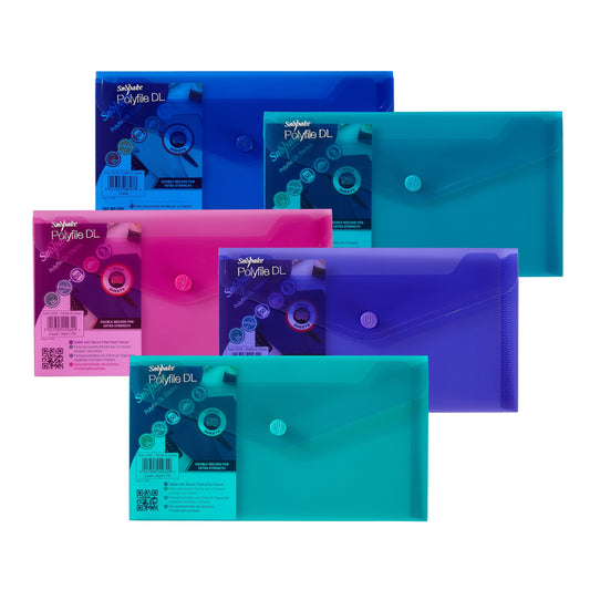 Snopake Polyfile Wallet File Polypropylene DL Electra Assorted Colours (Pack 5) - 10035 - NWT FM SOLUTIONS - YOUR CATERING WHOLESALER