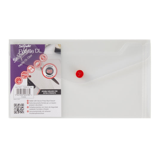 Snopake Polyfile Wallet File Polypropylene DL Clear (Pack 5) - 10057 - NWT FM SOLUTIONS - YOUR CATERING WHOLESALER