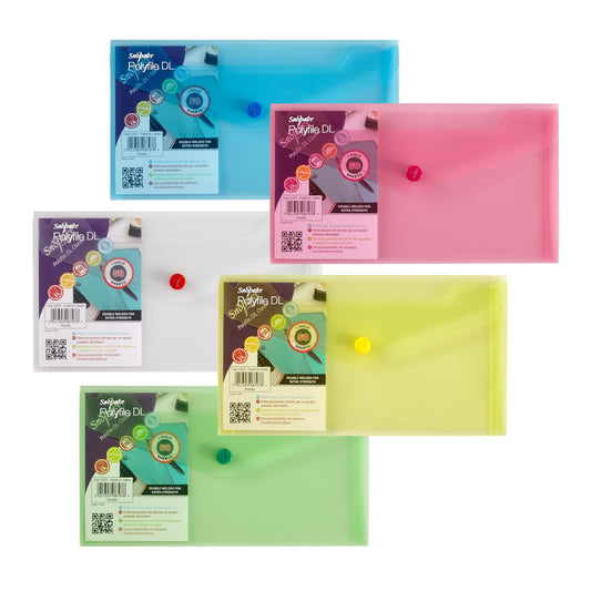 Snopake Polyfile Wallet File Polypropylene DL Classic Assorted Colours (Pack 5) - 10070 - NWT FM SOLUTIONS - YOUR CATERING WHOLESALER