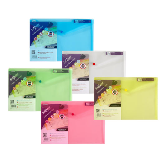 Snopake Polyfile Wallet File Polypropylene Foolscap Classic Assorted Colours (Pack 5) - 10087X - NWT FM SOLUTIONS - YOUR CATERING WHOLESALER