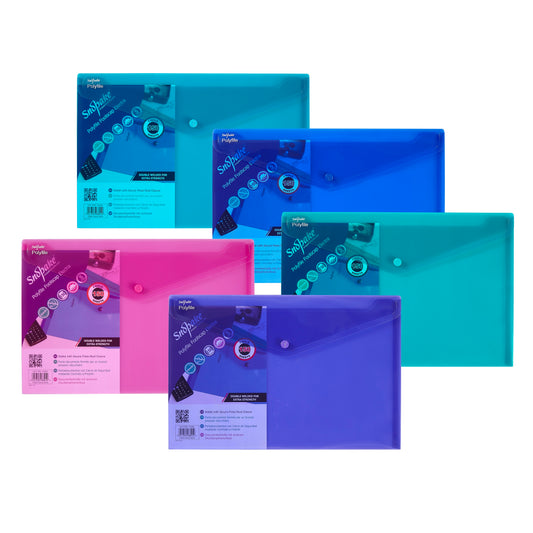 Snopake Polyfile Wallet File Polypropylene Foolscap Electra Assorted Colours (Pack 5) - 10088 - NWT FM SOLUTIONS - YOUR CATERING WHOLESALER