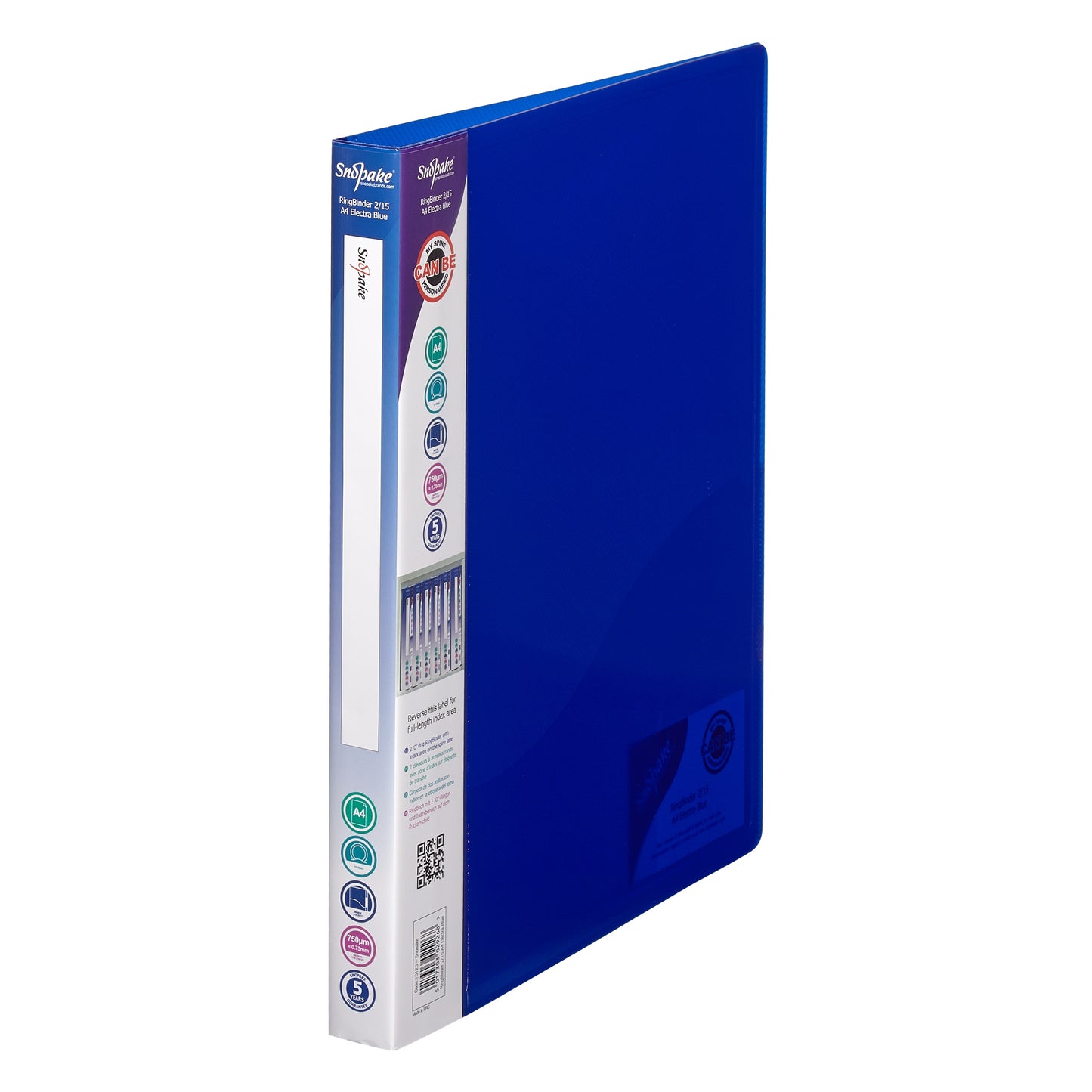 Snopake Superline Ring Binder 2 O-Ring A4 15mm Rings Electra Blue (Pack 10) - 10120