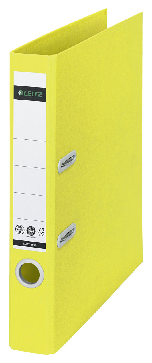 Leitz 180 Recycle Lever Arch File A4 50mm Spine Yellow 10190015 - NWT FM SOLUTIONS - YOUR CATERING WHOLESALER