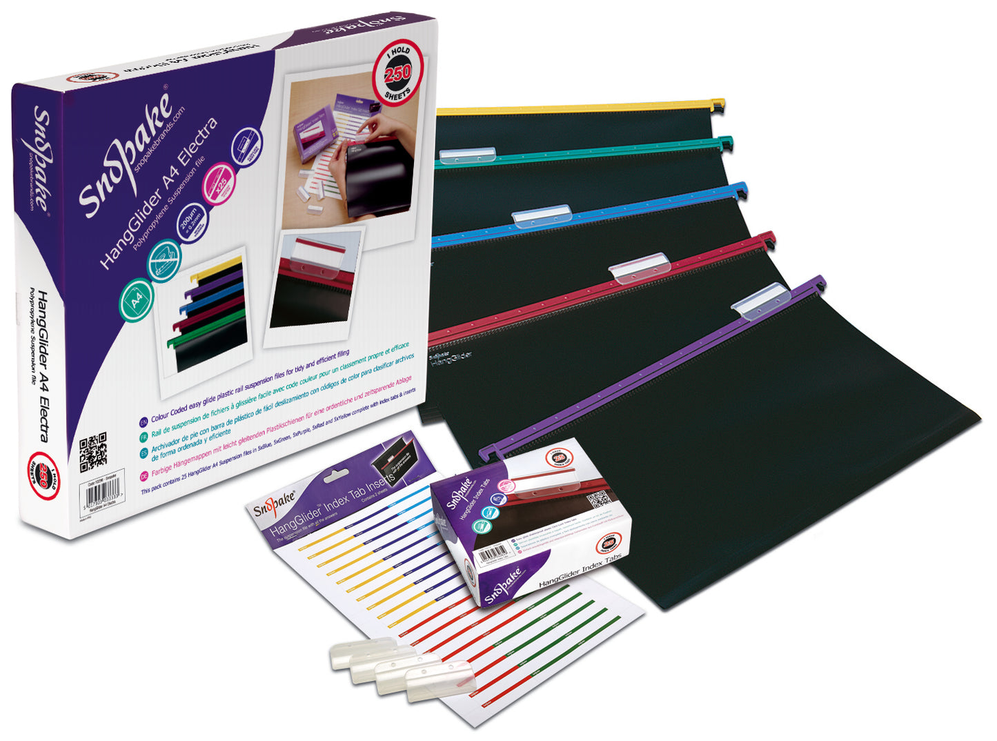 Snopake HangGlider A4 Suspension File Polypropylene 15mm Assorted Colours (Pack 25) - 10296 - NWT FM SOLUTIONS - YOUR CATERING WHOLESALER
