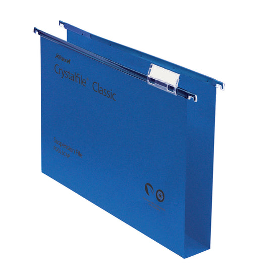 Rexel Crystalfile Classic Foolscap Suspension File Manilla 30mm Blue (Pack 50) 70625 - NWT FM SOLUTIONS - YOUR CATERING WHOLESALER