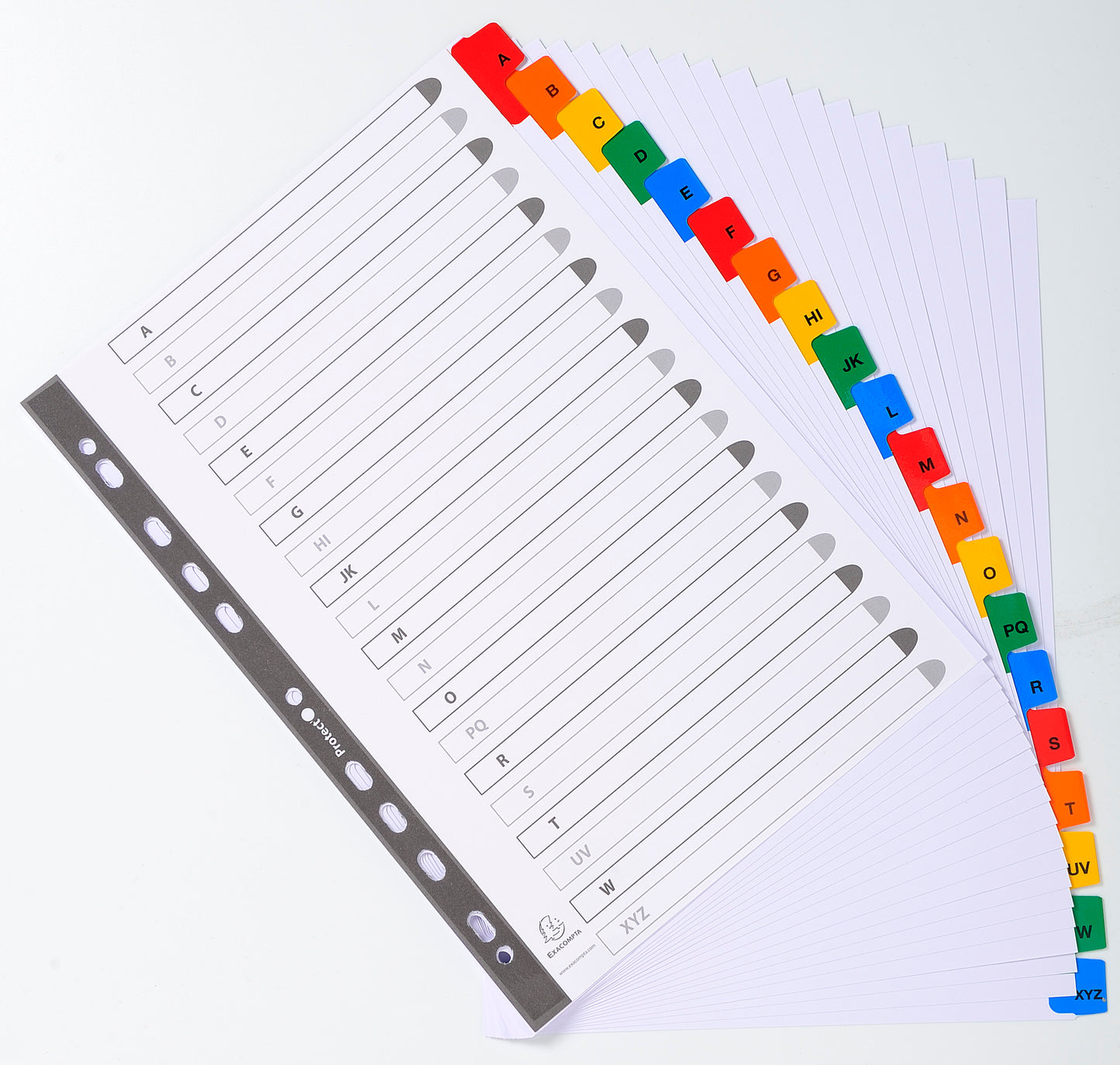Exacompta Index A-Z A4 160gsm Card White with Coloured Mylar Tabs - 1111E