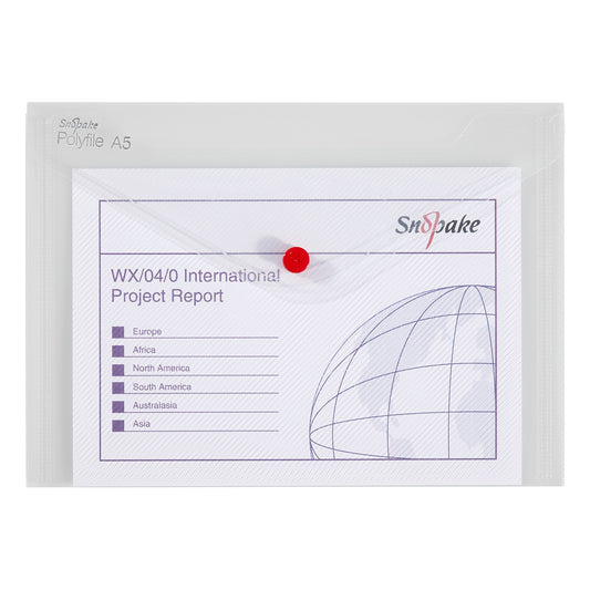 Snopake Polyfile Wallet File Polypropylene A5 Clear (Pack 5) - 11382 - NWT FM SOLUTIONS - YOUR CATERING WHOLESALER