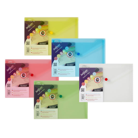 Snopake Polyfile Wallet File Polypropylene A5 Classic Assorted Colours (Pack 5) - 11395 - NWT FM SOLUTIONS - YOUR CATERING WHOLESALER