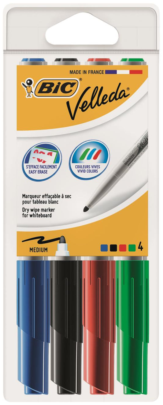 Bic Velleda 1741 Whiteboard Marker Bullet Tip 1.4mm Line Assorted Colours (Pack 4) - 9581501 - NWT FM SOLUTIONS - YOUR CATERING WHOLESALER