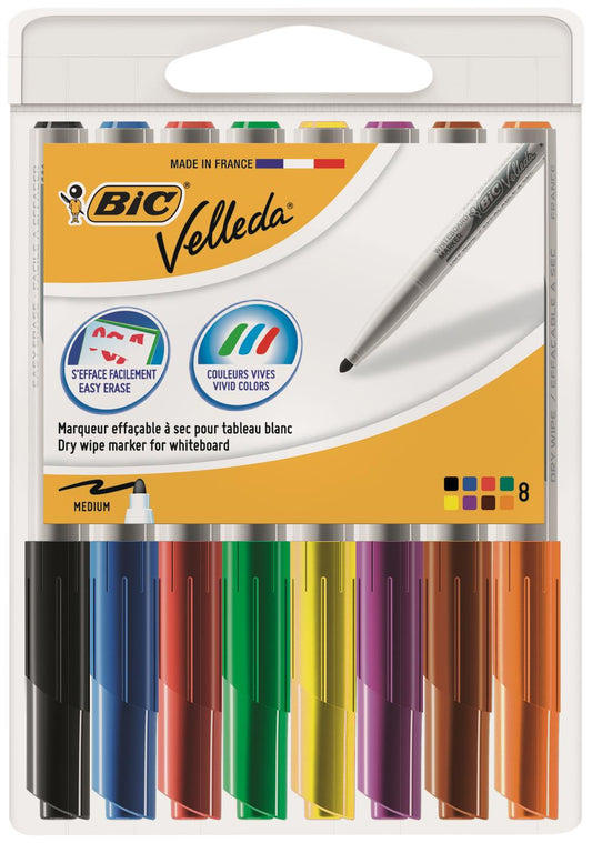 Bic Velleda 1741 Whiteboard Marker Bullet Tip 1.4mm Line Assorted Colours (Pack 8) - 9581661 - NWT FM SOLUTIONS - YOUR CATERING WHOLESALER