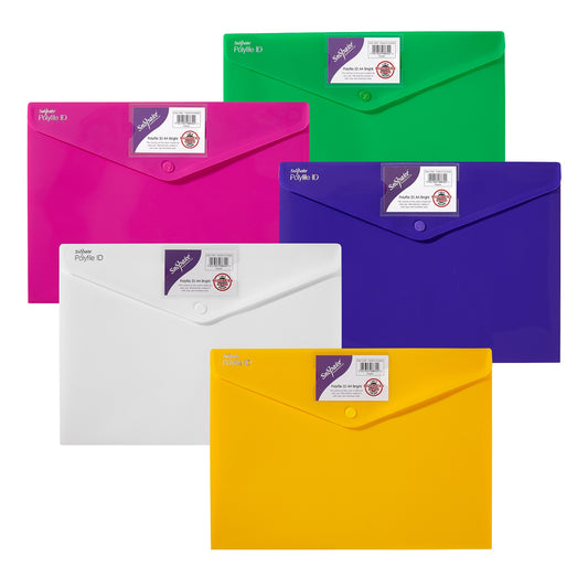 Snopake Polyfile ID Wallet File Polypropylene A4 Bright Assorted Colours (Pack 5) - 12565 - NWT FM SOLUTIONS - YOUR CATERING WHOLESALER