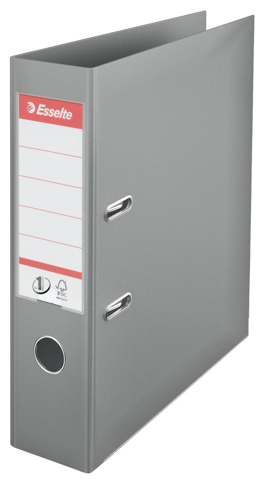 Esselte No.1 Lever Arch File Polypropylene A4 75mm Spine Width Grey (Pack 10) 811380 - NWT FM SOLUTIONS - YOUR CATERING WHOLESALER
