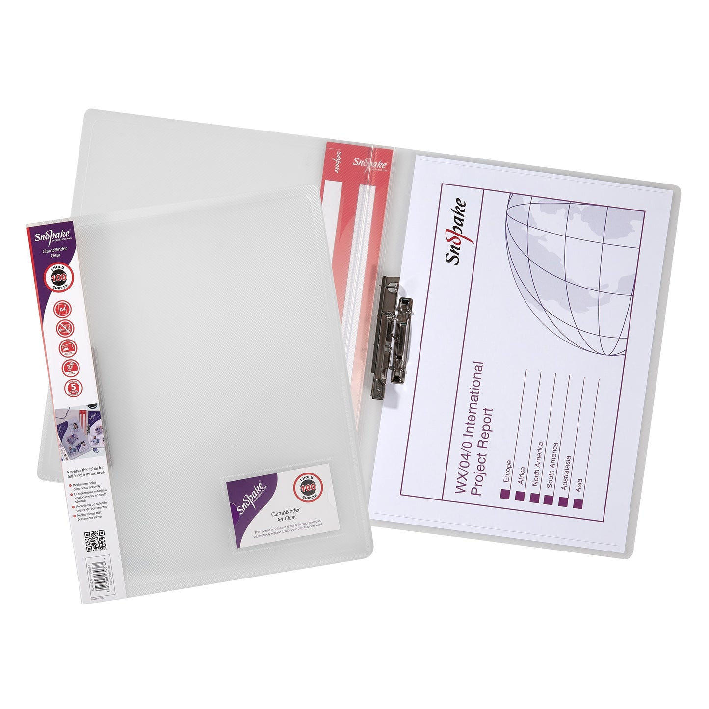 Snopake ClampBinder A4 Clear (Pack 10) - 12772 - NWT FM SOLUTIONS - YOUR CATERING WHOLESALER