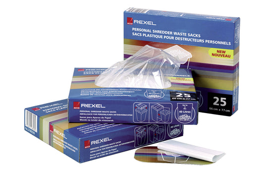 Rexel Shredder Waste Bag 175 Litre Clear (Pack 100) 40095 - NWT FM SOLUTIONS - YOUR CATERING WHOLESALER