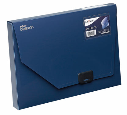 Snopake DocBox Polypropylene A4 35mm Spine Width Push Lock Closure Blue - 12858