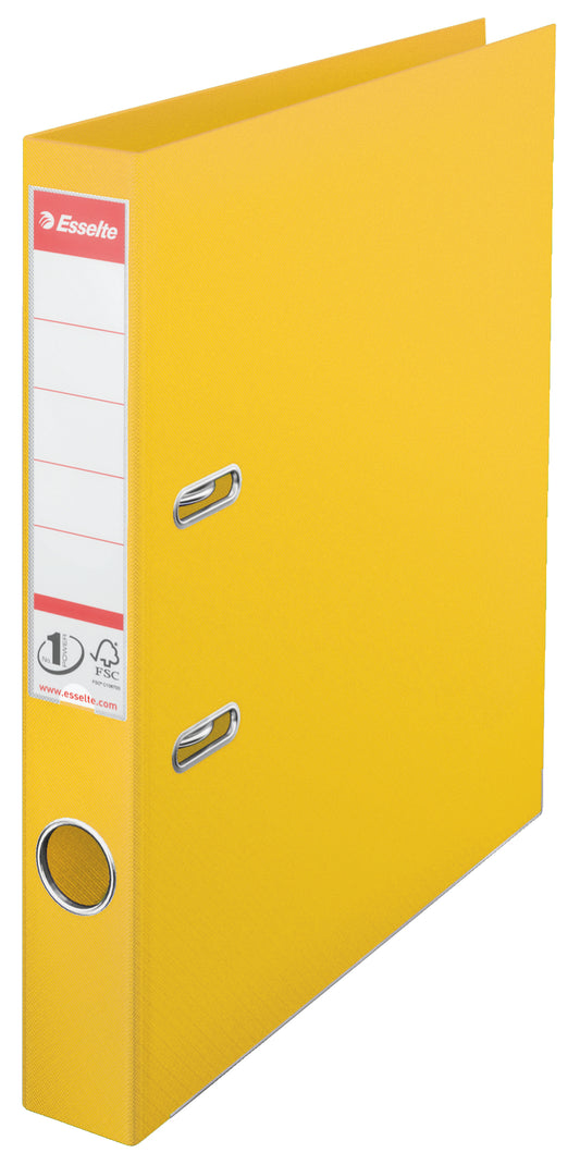 Esselte Mini Lever Arch File Polypropylene A4 50mm Spine Width Yellow (Pack 10) 811410 - NWT FM SOLUTIONS - YOUR CATERING WHOLESALER