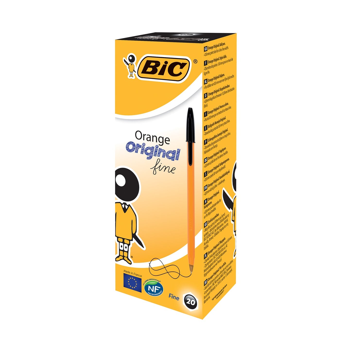 Bic Orange Barrel Original Fine Tip Ballpoint Black Pens 20's