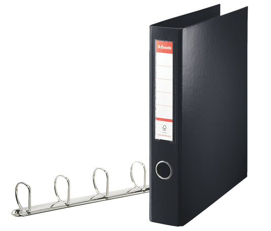 Esselte Standard Ring Binder Polypropylene 4 D-Ring A4 40mm Rings Black 82407 - NWT FM SOLUTIONS - YOUR CATERING WHOLESALER