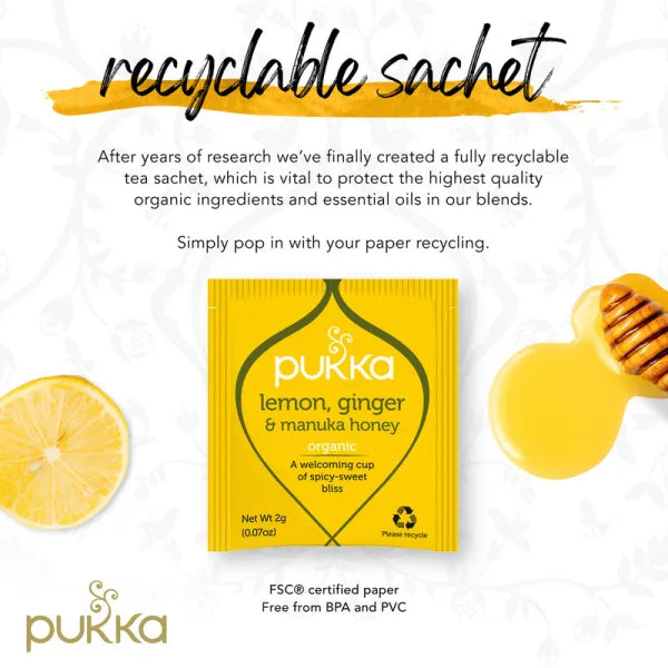 Pukka Tea Lemon, Ginger & Manuka Honey Envelopes 20's