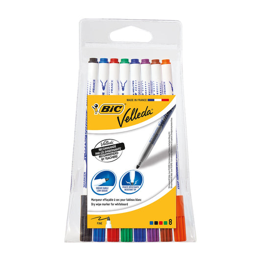 Bic Velleda 1721 Assorted Whiteboard Markers Pack 8's - NWT FM SOLUTIONS - YOUR CATERING WHOLESALER