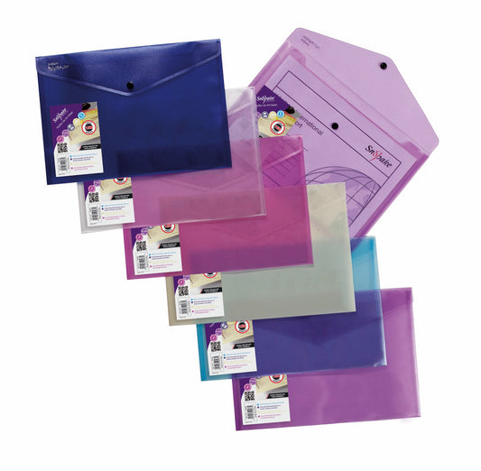 Snopake Lite Polyfile Wallet File Polypropylene A4 Assorted Colours (Pack 5) - 15411 - NWT FM SOLUTIONS - YOUR CATERING WHOLESALER