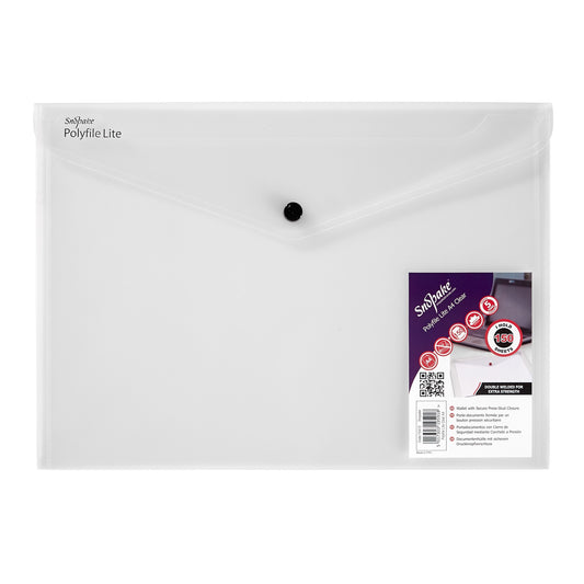 Snopake Lite Polyfile Wallet File Polypropylene A4 Clear (Pack 5) - 15412 - NWT FM SOLUTIONS - YOUR CATERING WHOLESALER