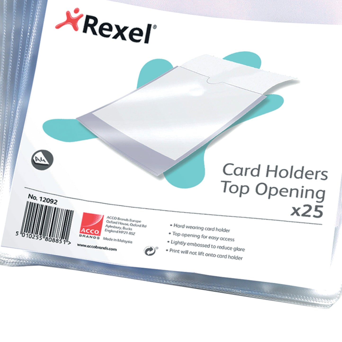 Rexel Nyrex Card Holder Polypropylene A4 Top Opening Clear (Pack 25) 12092