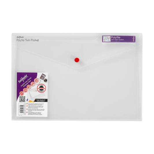 Snopake Polyfile Twin Pocket Polypropylene Foolscap Clear (Pack 5) - 15690 - NWT FM SOLUTIONS - YOUR CATERING WHOLESALER