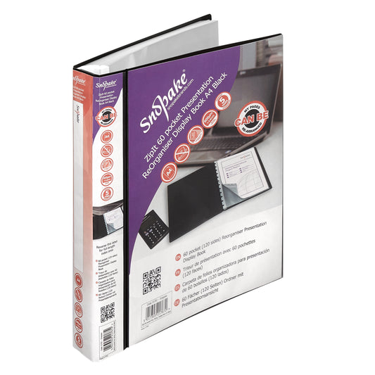 Snopake ReOrganiser A4 Display Book 60 Pocket Black - 15781 - NWT FM SOLUTIONS - YOUR CATERING WHOLESALER