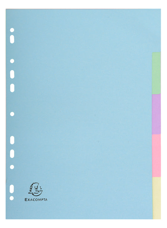 Exacompta Forever Recycled Divider 5 Part A4 170gsm Card Assorted Colours - 1605E - NWT FM SOLUTIONS - YOUR CATERING WHOLESALER